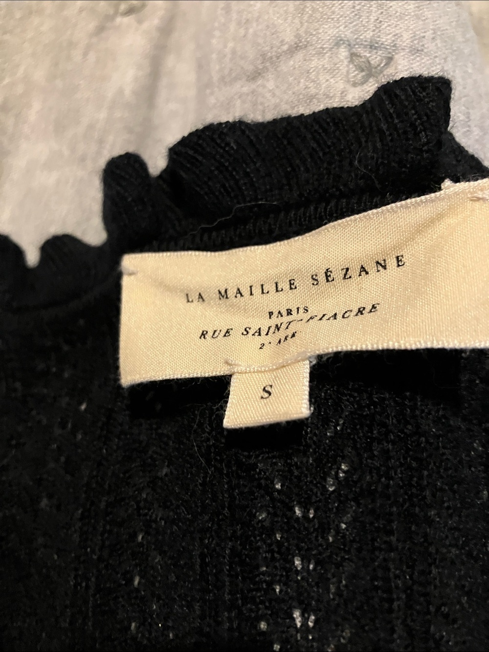 Sezane Navy Ribbed Button-Up Cardigan - Picture 3 of 6